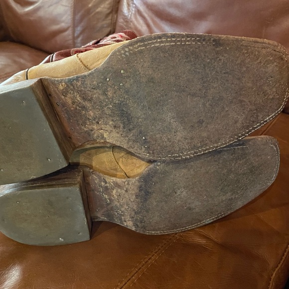 J.B. Dillon Cooper Men’s Western Square Toe Cowboy Boot Leather Tan Red 8.5D - Picture 4 of 8